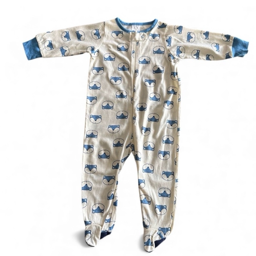 🍁Gerber Blue Fox Print Zip Footed Sleeper Pajamas – Size 6-9M
